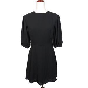 Comune Black Puff Sleeve Georgette Mini Dress Size Small